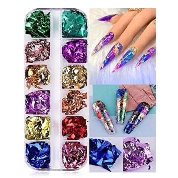 EBANKU Nail Art Foil Flakes for Stunning Shine