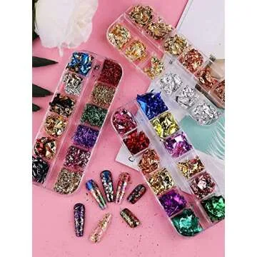 EBANKU Nail Art Foil Flakes for Stunning Shine