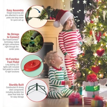 National Tree Company Pre-Lit Artificial Full Christmas Tree, Green, Dunhill Fir, Dual Color LED Lights, Includes Stand, 9 Feet