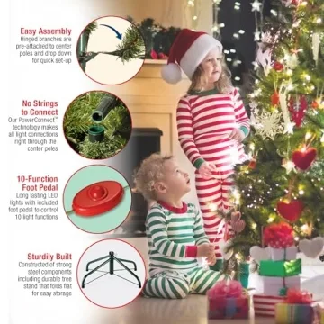 National Tree Company Pre-Lit Artificial Full Christmas Tree, Green, Dunhill Fir, Dual Color LED Lights, Includes Stand, 9 Feet