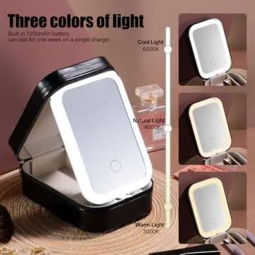 BS-MALL Travel Cosmetic Mirror Case LED Makeup Mirror Storage Case for Makeup Brushes Cosmetic Tools Pink On-the-go Makeup Needs (Black)