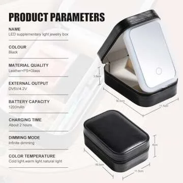 BS-MALL Travel Cosmetic Mirror Case LED Makeup Mirror Storage Case for Makeup Brushes Cosmetic Tools Pink On-the-go Makeup Needs (Black)