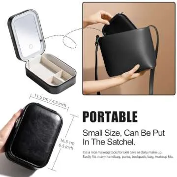 BS-MALL Travel Cosmetic Mirror Case LED Makeup Mirror Storage Case for Makeup Brushes Cosmetic Tools Pink On-the-go Makeup Needs (Black)