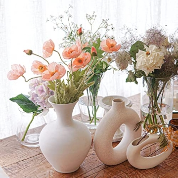 Kamang Artificial Poppy Coral Silk Flowers for Decor