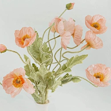 Kamang Artificial Poppy Coral Silk Flowers for Decor