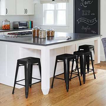 Yaheetech 24 inch barstools Set of 4 Counter Height Metal Bar Stools, Indoor/Outdoor Stackable Barto...
