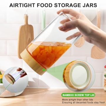 Airtight Glass Jar Set with Bamboo Lids for Kitchen Use