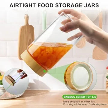 Airtight Glass Jar Set with Bamboo Lids for Kitchen Use