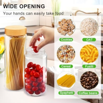 Airtight Glass Jar Set with Bamboo Lids for Kitchen Use