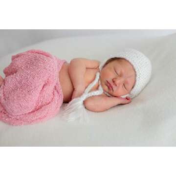 Huggalugs Newborn Baby Boys or Girls White Angora Hand Knit Hospital Bonnet