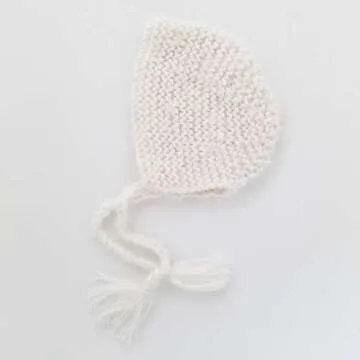 Huggalugs Newborn Baby Boys or Girls White Angora Hand Knit Hospital Bonnet