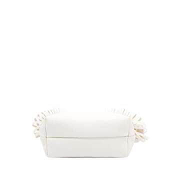 FashionPuzzle Small Fringe Crossbody Bag with Wrist Strap (White)