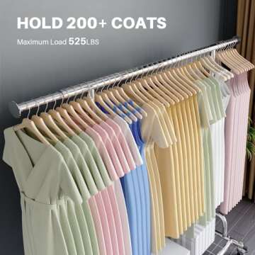 HOKEEPER Clothing Garment Rack Capacity 525LBS Clothing Racks on Wheels Rolling Clothes Rack for Han...