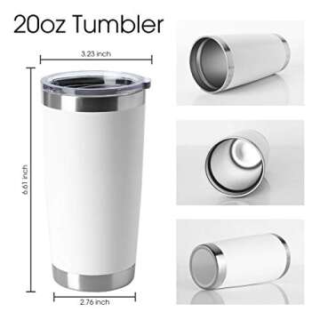 HASLE OUTFITTERS 20oz Tumblers Bulk Stainless Steel Cup with Lid Double Wall Vacuum Insulated Coffee...