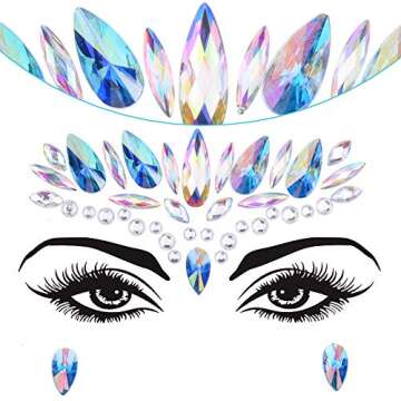 Duufin 15 Sets Face Jewels Stickers & Glitter for Parties and Festivals