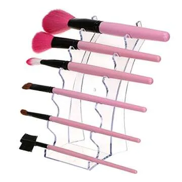Hipiwe Acrylic Pen Holder Display Stand Clear Makeup Brush Rack Organizer Holder for E-cigarette 6-Slots Nail Brush Eyebrow Fountain Pen Rack Display (Pack of 2)