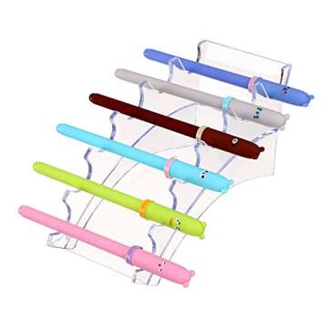 Hipiwe Acrylic Pen Holder Display Stand Clear Makeup Brush Rack Organizer Holder for E-cigarette 6-Slots Nail Brush Eyebrow Fountain Pen Rack Display (Pack of 2)