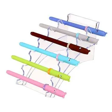 Hipiwe Acrylic Pen Holder Display Stand Clear Makeup Brush Rack Organizer Holder for E-cigarette 6-Slots Nail Brush Eyebrow Fountain Pen Rack Display (Pack of 2)