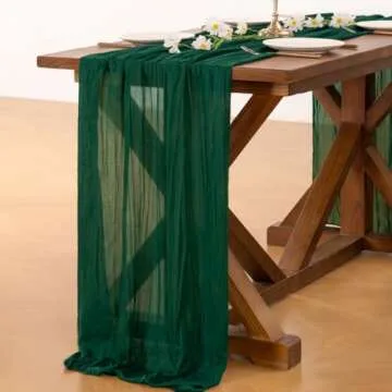 Emerald Green Cheesecloth Table Runner for Every Occasion