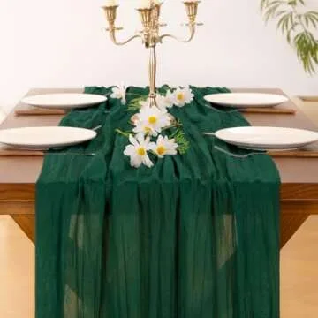 Emerald Green Cheesecloth Table Runner for Every Occasion