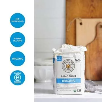 King Arthur Flour Unbleached Bread Flour Organic - Pack of 3 (2lbs Each Bag)3