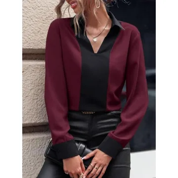 Stylish OYOANGLE Women's Colorblock Blouse for Work