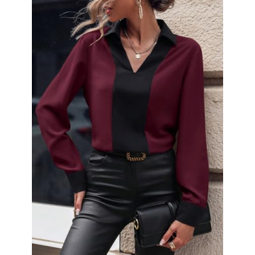 Stylish OYOANGLE Women's Colorblock Blouse for Work