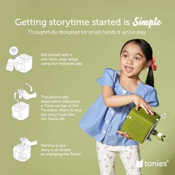 Toniebox Audio Player Headphones Bundle - Listen, Learn, and Play with One Huggable Little Box - Green