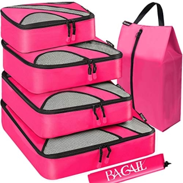 BAGAIL 6 Set Packing Cubes Travel Organizers with Laundry Bag