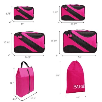 BAGAIL 6 Set Packing Cubes Travel Organizers with Laundry Bag