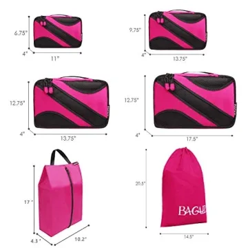 BAGAIL 6 Set Packing Cubes Travel Organizers with Laundry Bag