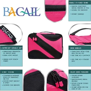 BAGAIL 6 Set Packing Cubes Travel Organizers with Laundry Bag