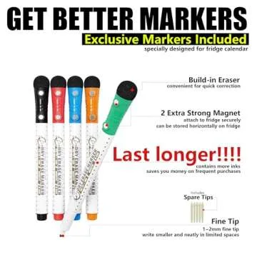 Magnetic Dry Erase Calendar Kit for Family Organization