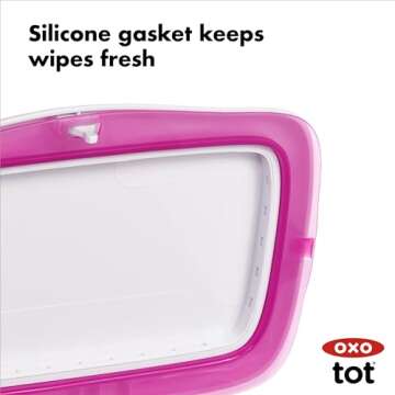 OXO Tot Perfect Pull Wipes Dispenser, ‎Plastic, Silicone, Pink