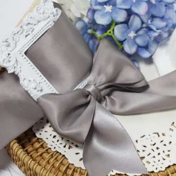 LEEQE Silver Satin Ribbon for Elegant Gift Wrapping
