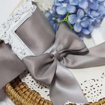 LEEQE Silver Satin Ribbon for Elegant Gift Wrapping