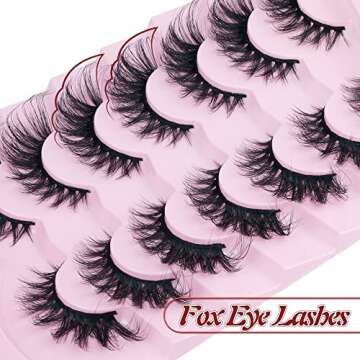 Eyelashes Fluffy Mink 20 MM Cat Eye Lashes Wispy Full Volume Fox Eye Lash 8D Curly Crisscross Thick ...