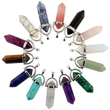 Multicolor 50pcs Gemstone Bullet Meditation Healing Pointed Chakra Crystal Stone Random Color Pendan...