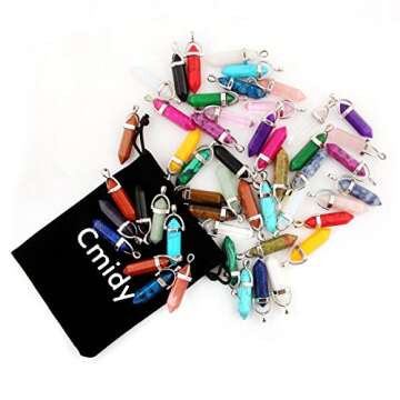 50pcs Multicolor Gemstone Pendants for Jewelry Making