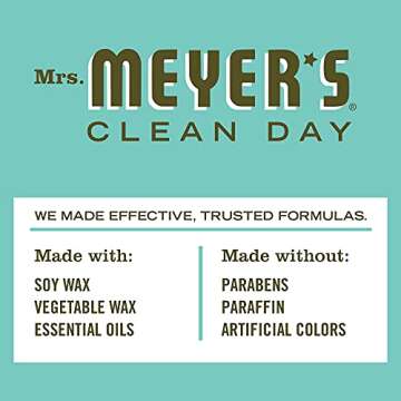 MRS. MEYER'S CLEAN DAY Soy Aromatherapy Candle, 25 Hour Burn Time, Made with Soy Wax and Essential Oils, Basil, 4.9 oz