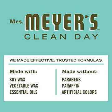 MRS. MEYER'S CLEAN DAY Soy Aromatherapy Candle, 25 Hour Burn Time, Made with Soy Wax and Essential Oils, Basil, 4.9 oz