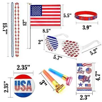 GOAUS 4th of July Accessories 235 PCS, July Fourth Party Favors, Red White and Blue Patriotic Party Decorations for Kids Adults Men Women Family