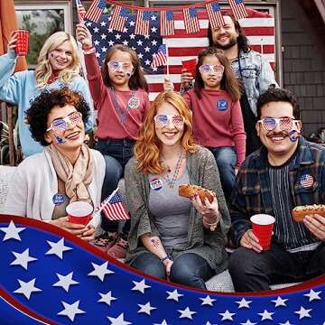 GOAUS 4th of July Accessories 235 PCS, July Fourth Party Favors, Red White and Blue Patriotic Party Decorations for Kids Adults Men Women Family