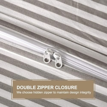 JELLYMONI Cotton Striped Duvet Cover Set for Queen Size