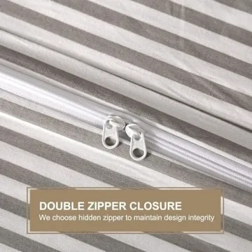 JELLYMONI Cotton Striped Duvet Cover Set for Queen Size