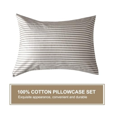 JELLYMONI Cotton Striped Duvet Cover Set for Queen Size