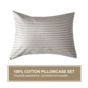 JELLYMONI Cotton Striped Duvet Cover Set for Queen Size