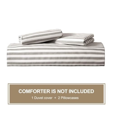 JELLYMONI Cotton Striped Duvet Cover Set for Queen Size