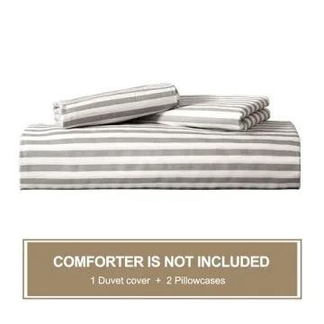 JELLYMONI Cotton Striped Duvet Cover Set for Queen Size