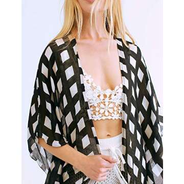 Eddoyee Stripe Print Kimono for Women - Stylish Beach Cover-Up